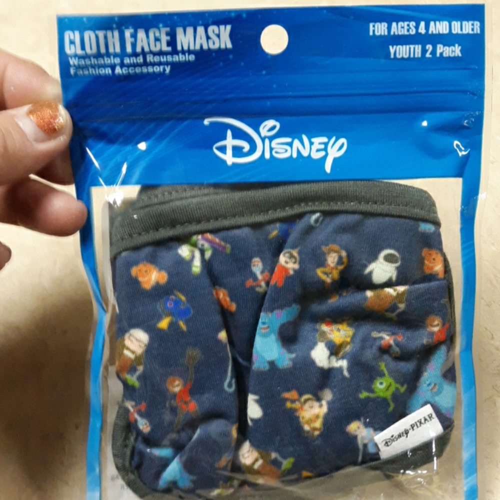 NWT Disney Pixar cloth face masks 2pk youth